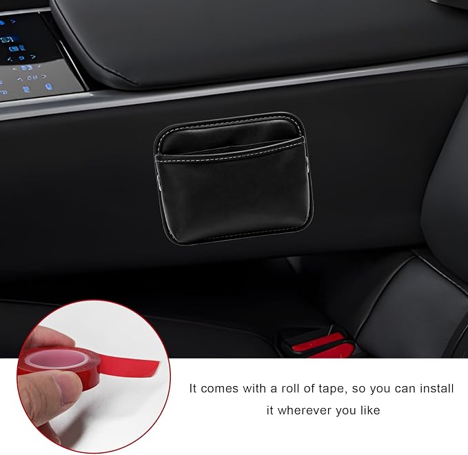 Car Seat Side Storage Pocket, Waterproof Leather Console Side Storage Bag with Card Holder, Multifunctional Phone & Sunglasses Pocket Bag for Car Door Seat Console (Black) - Image 4