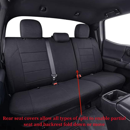 Tacoma Seat Covers Custom Fit for 2016-2023 Toyota Tacoma Access/Xtra Cab SR SR5,Fully Covered Polyester Truck Seat Protector-Full Set(Black) - Image 3