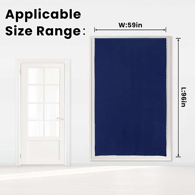 Self Adhesive Portable Blackout Curtains for Bedroom Easy to Install Window Thermal Lnsulated Kitchen Room Darkening Small Window Curtains, 59" W X 96" L, Navy Blue, 1 Panel - Image 7