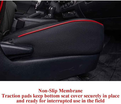 EKR Car Seat Covers for Subaru Forester &Hybrid 2025(NO Base),Full Set | Custom Fit for Subaru Forester &Hybrid 2025 (Not for Base)Glove-Like Fit,Airbag Compatible,Faux Leather(Black with Red Trim) - Image 2