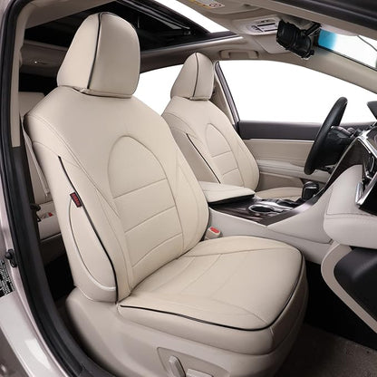 EKR Car Seat Covers for Toyota Camry 2018-2024 (Gas),Full Set | Custom Fit for Toyota Camry XLE/XSE 2018-2024,Easy-Wipe Protection,Full Wrap-Faux Leather(Beige) by EKR