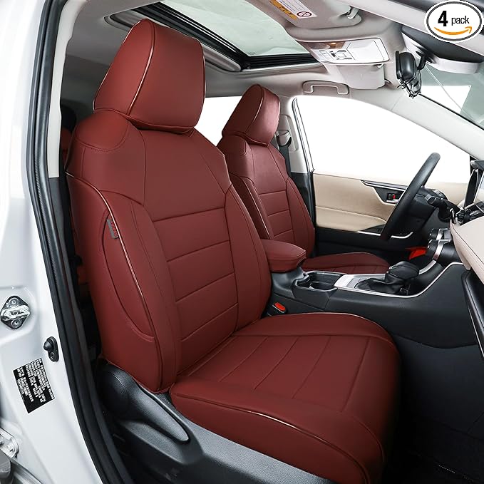 EKR Ranger Seat Covers Custom Fit for Ford Ranger (SuperCrew) XL/XLT/Lariat 2019 2020 2021 2022 2023,4 Door Rear Bench Seats, Leather Car Seat Cover for Truck Full Set- Faux Leather (Burgundy) by EKR