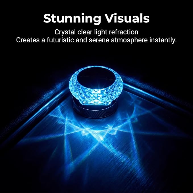 Car Interior USB LED Atmosphere Lamp, Car Crystal Mini Decoration Night Light, Plug-in USB Ambient Lights, Universal for Most Cars (Blue) - Image 6