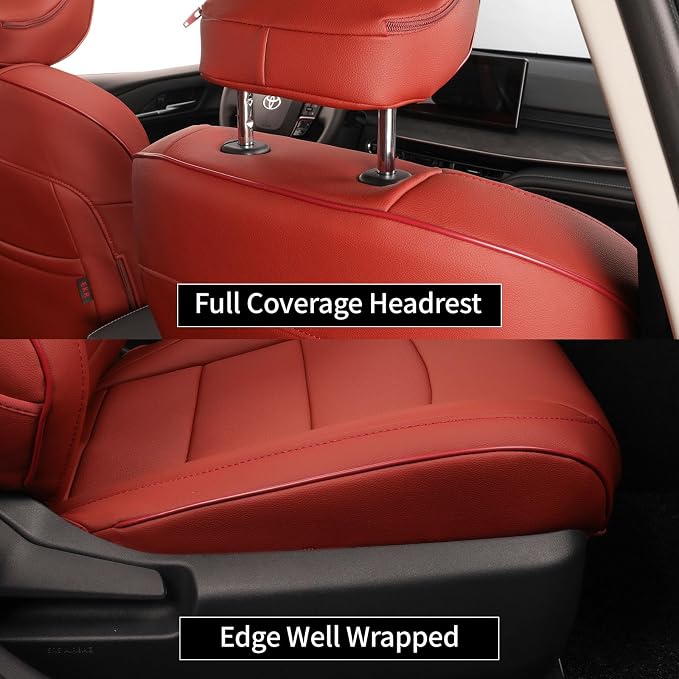 EKR Car Seat Covers for Toyota Camry 2025 2026 (Hybrid),Full Set | Custom Fit for Toyota Camry SE/LE 2025 2026 & Nightshade 2026,Easy-Wipe Protection-Faux Leather(Burgundy) - Image 2