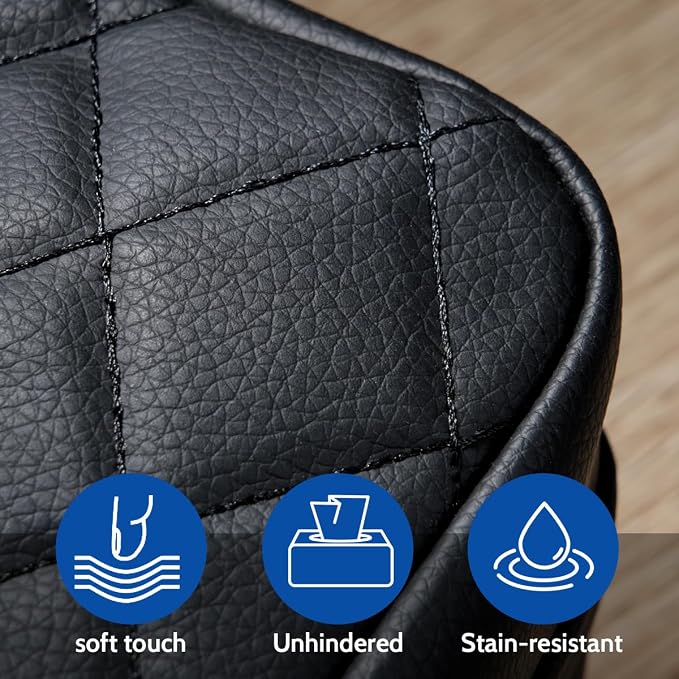 Car Tissue Holder - Standard Pu Leather Napkin Holder for Backseat, Extra Large Organization Fits 120-230 Tissues Per Box, 9.84'' X 4.72'' X 5.91'', Black - Image 3