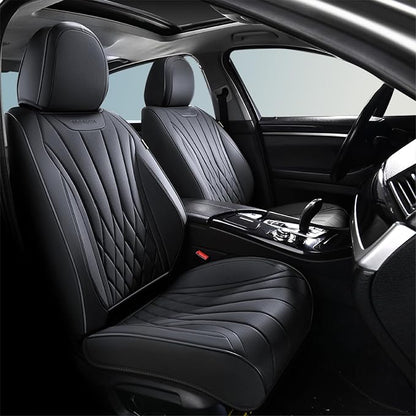 FLORICH Car Seat Covers Full Set, Black Seat Covers for Cars, Waterproof Front and Rear Car Seat Protectors, Universal Fit for Most Cars Sedans Trucks SUVs - Black - Image 2