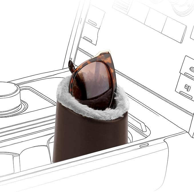 Linkidea Extra Large Sunglasses Stand for Car Cup Holder, Plush Lined Leather Eyewear Storage, Scratch Protection by Linkidea