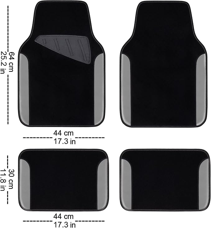 CAR PASS 3D Air Mesh Car Seat Covers Full Sets w/5mm Sponge, 4Pcs Waterproof Car Floor Mats, Steering Wheel Cover Universal Fit for SUV Sedan Truck, Airbag Compatible Automotive Interior(Black Gray) - Image 4