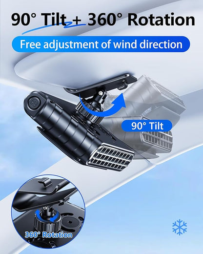 Car Clip on Fan for Sun Visor, 3000mAh Rechargeable Battery Powered Usb Fans That Blow Cold Air, Portable Car Cooling Fan for Cars without Ac, for Vehicle, Van, Suv, Rv, Truck, Black - Image 4