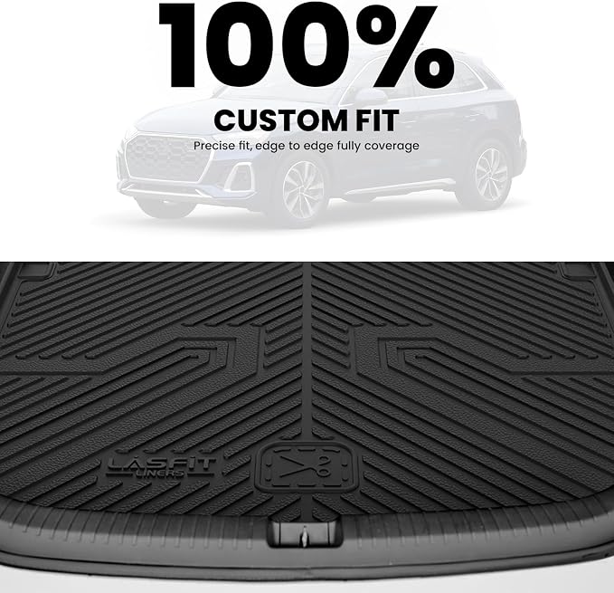 LASFIT Cargo Mat for Audi Q5/SQ5 2018-2025(Include Q5/SQ5 Sportback), Custom Fit All-Weather TPE Trunk Mat for Audi Accessories, Waterproof, Easy to Clean, Black - Image 4