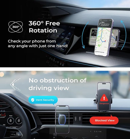 LISEN Magnetic Phone Holder for Car, [Easily Install] Car Phone Holder Mount [6 Strong Magnets] Cell Phone Holder for Car [Case Friendly] iPhone Car Holder Blue LV633 - Image 6