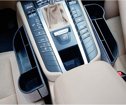 Car Seat Side Drop Organizer, Sparkle Car Seat Gap Filler, Car Seat Console Storage Organizer, Crystal Car Seat Pockets with Cup Holder and Two Charging Ports for Co-Driver. - Image 6