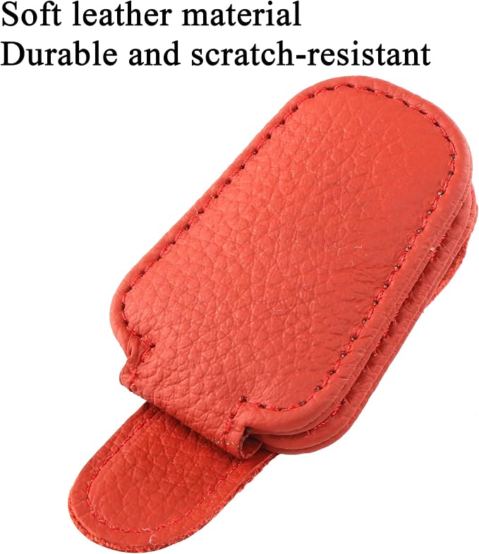 KIWEN Sunglasses Holders for Car Visor, Magnetic Leather Glasses Eyeglass Clip for Car, Ticket Card Clip Sunglasses Mount, Car Visor Accessories Gadgets (1, Red) - Image 6