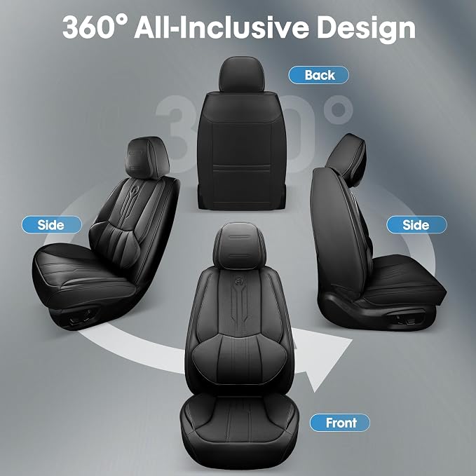 AOOG Car Seat Covers Custom Fit for Ford F150 2009-2026, Faux Leather Seat Cover Set for 2017-2025 F250 F350 F450, Accomodating Regular Cab Super Cab Super Crew Pickup Truck Cushions(Black, Full Set) - Image 8