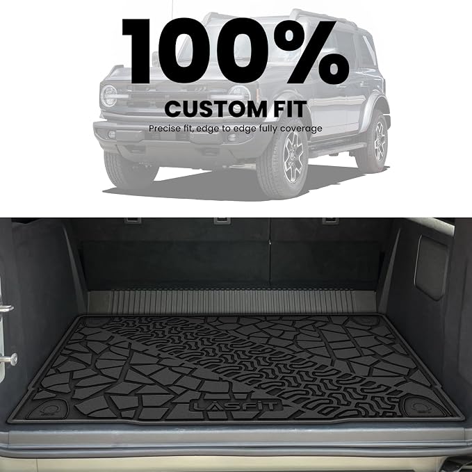 LASFIT Cargo Mat for Ford Bronco 4-Door 2026 2025 2024 2023 2022 2021 | All Weather TPE Cargo Area Protector Custom Fit Full Coverage Trunk Liner Easy Clean Anti-Slip Not Fit Bronco Sport or 2 Door - Image 2