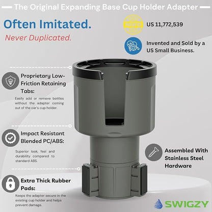 Car Cup Holder Expander Adapter for Large Water Bottles - [Patented & Upgraded] - Holds: Hydro-Flask, Yeti, Nalgene, Owala, 32-40oz - Adjustable Expandable Insert Extender - Universal (Gray) - Image 2