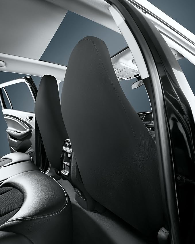 Road Comforts Car Seat Covers for Front Seat, High Back Heavy Duty Breathable Flax Seat Protector, Airbag, Not Seat Belt Compatible, Washable Seat Cover Fits for Most Cars, Trucks, SUVs, Vans Black - Image 3