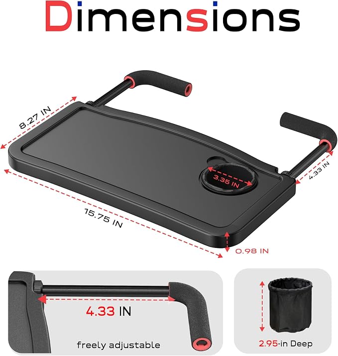 Car Steering Wheel Tray for Drivers Steering Wheel Tray for Dining, Mobile Office & Travel Food with Cup Holder, Scratch-Free EVA Hook Covers, 2-in-1 Desk Table for Car - Black - Image 8