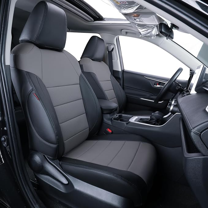 coverdream Custom Seat Covers Compatible with Select Toyota Corolla L,LE 2020 2021 2022 Models - Leatherette (Black/Gray,Full Set) by Coverdream