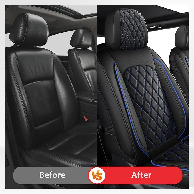 Seat Covers Full Set, Blue Car Seat Covers for SUV Truck Sedan | Seat Covers,Leather Car Seat Cover,Front and Back, Universal Automotive Seat Protector For Families, Pets,Commuter - Image 6