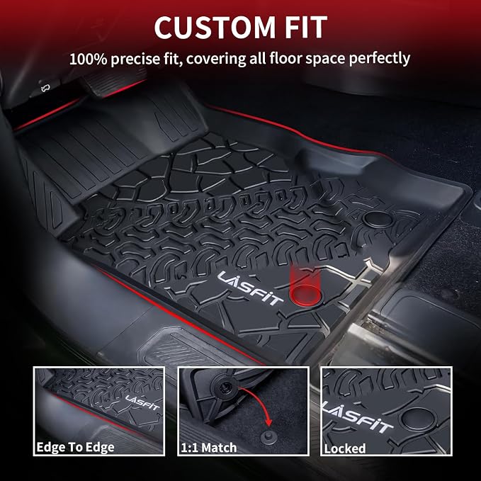 LASFIT Floor Mats Cargo Liner for Ford Bronco 2-Door 2021-2026 Carpet Floor | Custom Fit TPE All Weather Full Coverage Protector Easy Clean Anti-Slip Floor Liner 2 Rows+Cargo Liners for Bronco 2-Door SUV - Image 3
