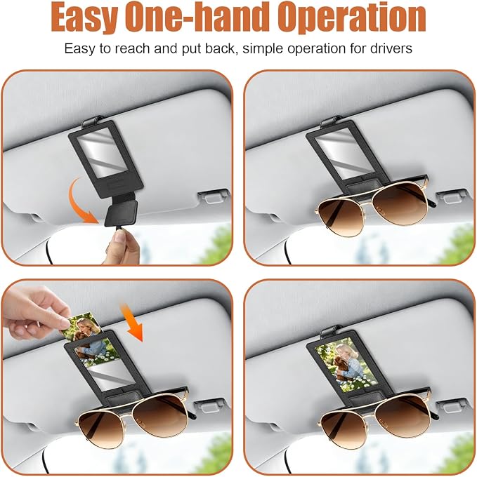 New 2 in 1 Sunglass & Photo Holder for Car, Strong Magnetic Leather Sunglasses Holder, Car Visor Picture Holder Clip, 2026 Upgraded No Fall No Slide Car Visor Accessories - Image 9
