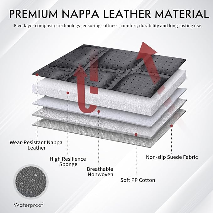 Huidasource Tacoma Car Seat Covers, Nappa Leather Truck Seat Cushion Cover Fit for Toyota Tacoma 4th Gen 2024-2026 Double/Crew Cab SR, SR5, Limited, TRD Sport/Off-Road,Trailhunter (Full Set/Black) - Image 6