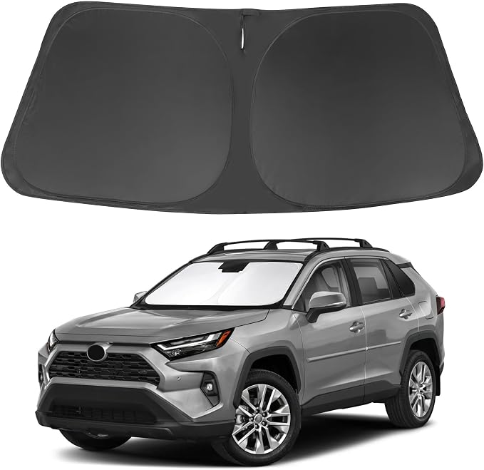 Windshield Sun Shade for 2019-2026 Toyota RAV4 RAV-4 Accessories | Full covered, Foldable & Durable, Block UV Rays, Reduce Heat, Easy to install, Keep Car Cooler by LHFLIVE