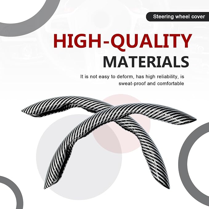 3pcs Universal Carbon Fiber Steering Wheel Cover - Anti-Slip & Segmented Design, Universal 99% Durable Steering Wheel Protector for Men and Women, Car Interior Accessory (Silver) - Image 4