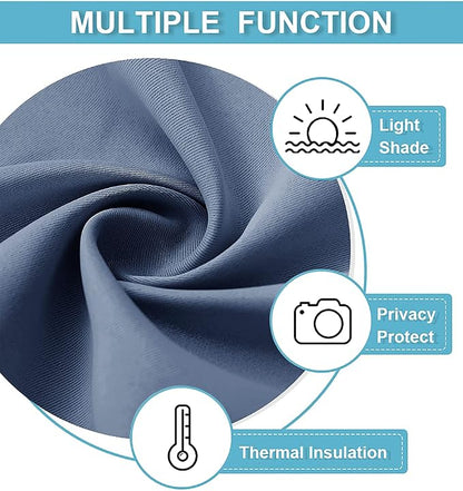 RYB HOME Extra Wide Blackout Curtains for Bedroom Living Room 63 inch Long | Thermal Insulated, Privacy, Drapes for Large Window, Triple-weave Fabric, For Better Sleep, W62 x L63, Stone Blue, 2 Panels - Image 6