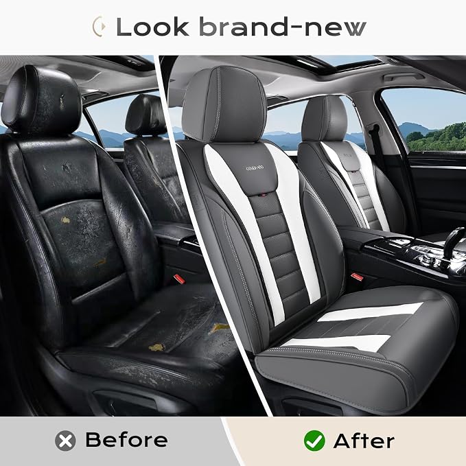 Coverado Car Seat Covers Full Set, Seat Covers for Cars, Front Seat Covers and Back Seat Cover Waterproof Leather Automotive Seat Cover, Universal Car Interior Protectors Cushion for Most Cars - Image 5