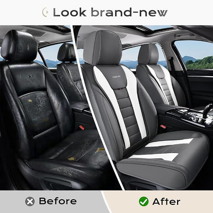 Coverado Car Seat Covers Full Set, Seat Covers for Cars, Front Seat Covers and Back Seat Cover Waterproof Leather Automotive Seat Cover, Universal Car Interior Protectors Cushion for Most Cars - Image 5