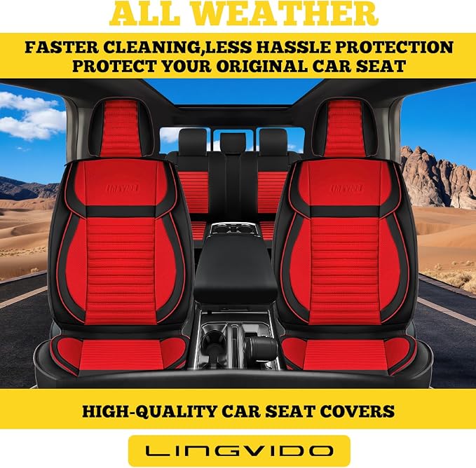 Car Seat Covers Full Set, Faux Nappa Leather, for Sedans and SUVs | Full Set, Waterproof, Airbag Compatible - Image 3