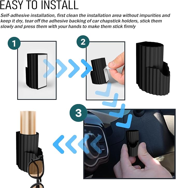 Upgraded 2-in-1 Car Chapstick Holder No Melt & Car Sunglasses Holder,Silicone Insulated Chapstick Holders for Cars as Chapsticks Organizer,Upright Portable Cars Lip Balm Holders - Image 6