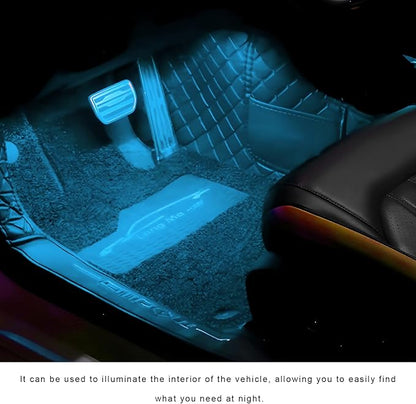 Car Interior LED Lights, 5V 3W Bright Ambient Light Vehicle Under Dash Neon Lamp with USB Port, 4 in 1 Atmosphere Lights Interior Decorative Lamps for Most Vehicles (Ice Blue) - Image 3