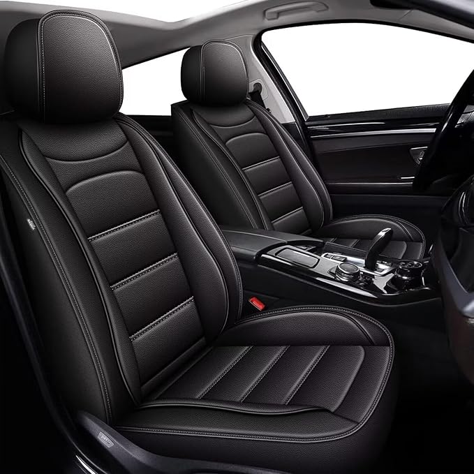 IKABEVEM Car Seat Covers Full Set Fit for Infiniti QX60 2014-2020: 5 Seats Auto Interior Accessories, Faux Leather Waterproof Seat Cushions Vehical Cover (Black) by IKABEVEM