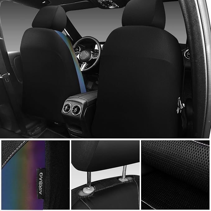 CAR PASS Leather Car Seat Covers Front Seats only, with Air Mesh Front Seat Covers Breathable, Cool Automotive Seat Covers 2 Pack, Universal Fit Most Cars,SUV,Truck,Van Airbag Compatible(Iridescent) - Image 6