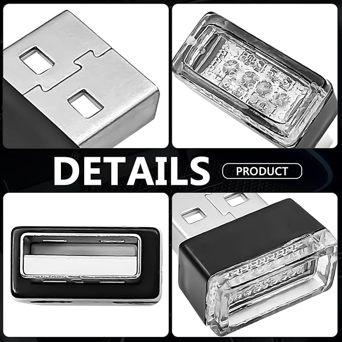 7 Pieces Car Ambient Lighting Kit USB LED Atmosphere Lamp with 7 Color Options Rechargeable Multicolor Interior Night Light for Car Truck Van SUV and Laptop Decor - Image 3