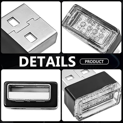 4 PCS USB LED Car Interior Ambient Lighting Kit, Portable Plug-in Atmosphere Lamp Decor Night Light, Universal Vehicle Interior Accessories for Most Cars (Blue) - Image 3