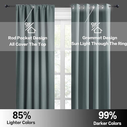RYB HOME Small Window Curtains 45 inches Length for Kitchen Cafe Bathroom | Room Darkening Curtains & Drapes, Energy Saving, Thermal Insulated, For Kids Bedroom, W42 x L45, Dusty Blue, 2 Panels - Image 6