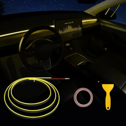 Acrylic Interior Car LED Strip Light with 6mm Sewing Edge - 43.3 inches Ambient Lighting Kits,Neon LED Strip Light(110CM/43.3IN, Yellow) by MAODANER