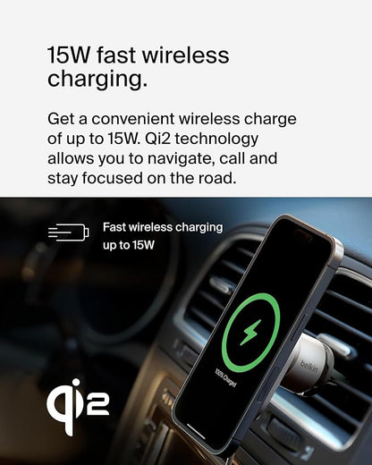 Belkin 15W MagSafe-Compatible Wireless Car Charger, Vent Mount | iPhone 17/16/15/14/13, Pixel 10 compatible, fast charging, secure vent mount, hands-free driving - Image 3