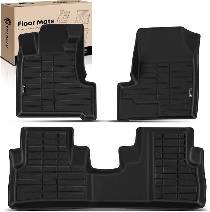 YHTAUTO Automotive Floor Mats for Honda CR-V 2007-2011 | TPE All Weather Car Mats, Anti-Slip & Custom Fit Floor Liners | Front & 2nd Row, Black, Set of 3 by YHTAUTO