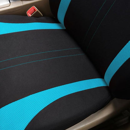 Flying Banner Car Seat Covers Front Seats and Rear Bench Mesh Fabric Rear Bench Split Polyester Cover Easy Installation SUV CAR Woman Lady Femal (Full Set, Black Mint Blue)… - Image 4