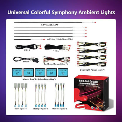 Car-Ambient-Lighting-Kit,RGB 18 in 1 256 LED with Wireless APP DIY Modes | Acrylic Interior Car LED Strip Light for Universal Cars - Image 2