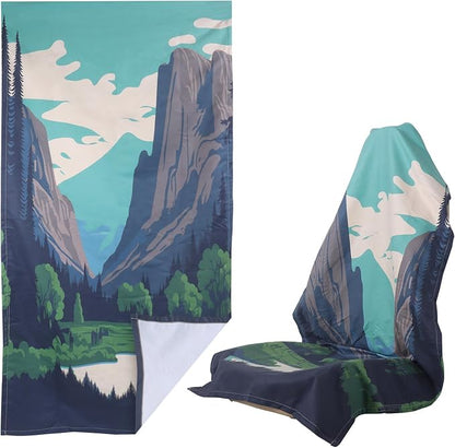Car Seat Towel Covers Front Seats for Yoga,Gym,Workout,Sports,Running,Camping,Hiking and Travel,Automotive Washable Sweat Towels Seat Blanket Cover for Cars Golf Trucks (National Park, 1Pcs) by LoyaGour