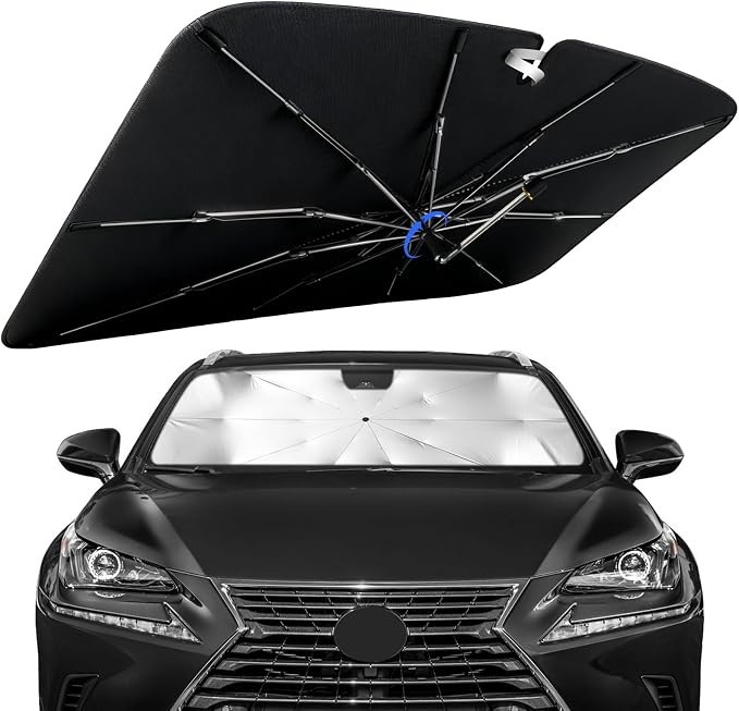 Windshield Sun Shade for Lexus NX 2015-2021 with 360° Rotating Shaft | Custom Fit Umbrella Sunshade for UV Blocking, Interior Heat Protection, Easy Storage, UPF 50+ Cool Windshield Cover by Lonyaqui