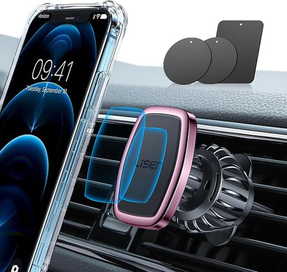 LISEN Magnetic Phone Holder for Car, [Easily Install] Car Phone Holder Mount [6 Strong Magnets] Cell Phone Holder for Car [Case Friendly] iPhone Car Holder Blue LV633 by Lisen