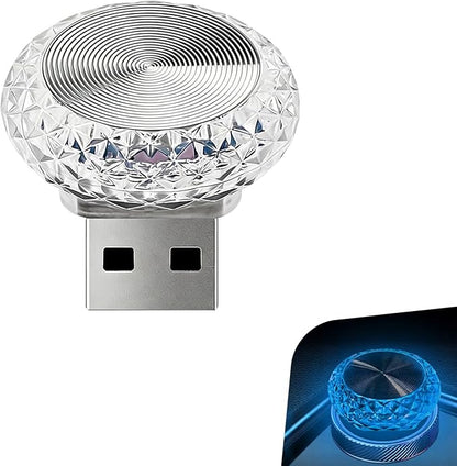 1 PC Mini USB LED Car Atmosphere Lamp, Round Crystal Plug-and-Play Car Ambient Light, Portable Personalized Auto Interior Decor Night Light, Universal for Most Cars, SUVs (Blue) by Unknown