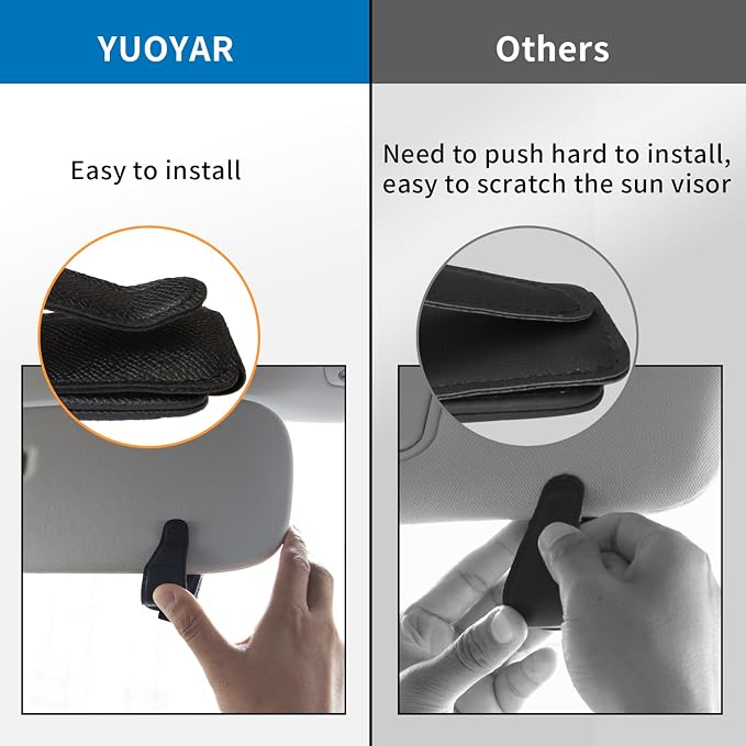 Yuoyar 2 Packs Magnetic Sunglass Holder for Car Visor (Black) | Magnetic Interior Car Accessories - Image 3